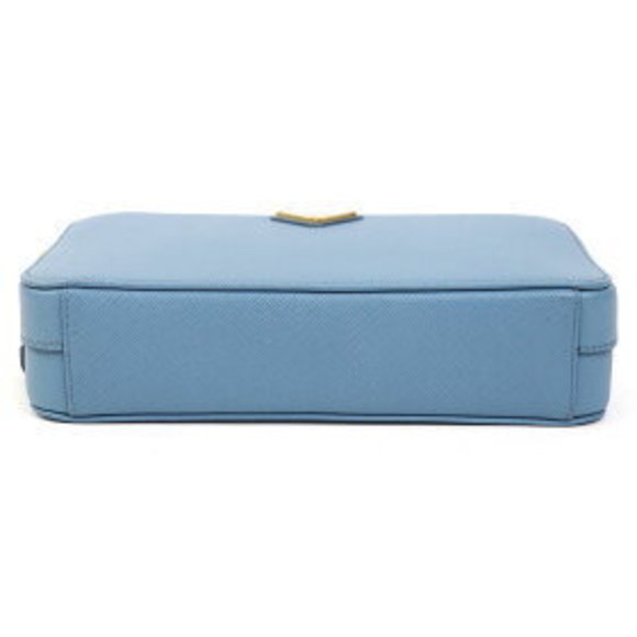 Prada Crossbody Triangle Sky Chain Blue Saffiano Leather Bag - Picture 7 of 9